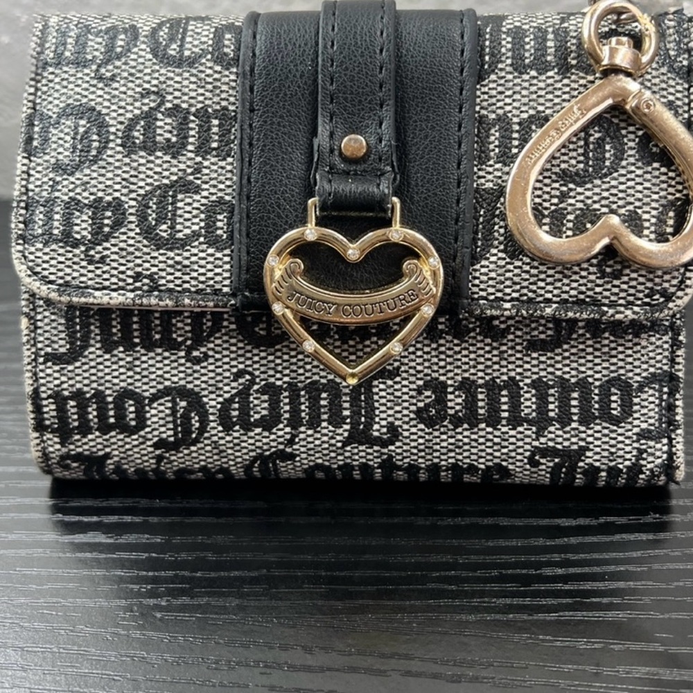 Juicy Couture Black and Gold Heart Accent Wallet
